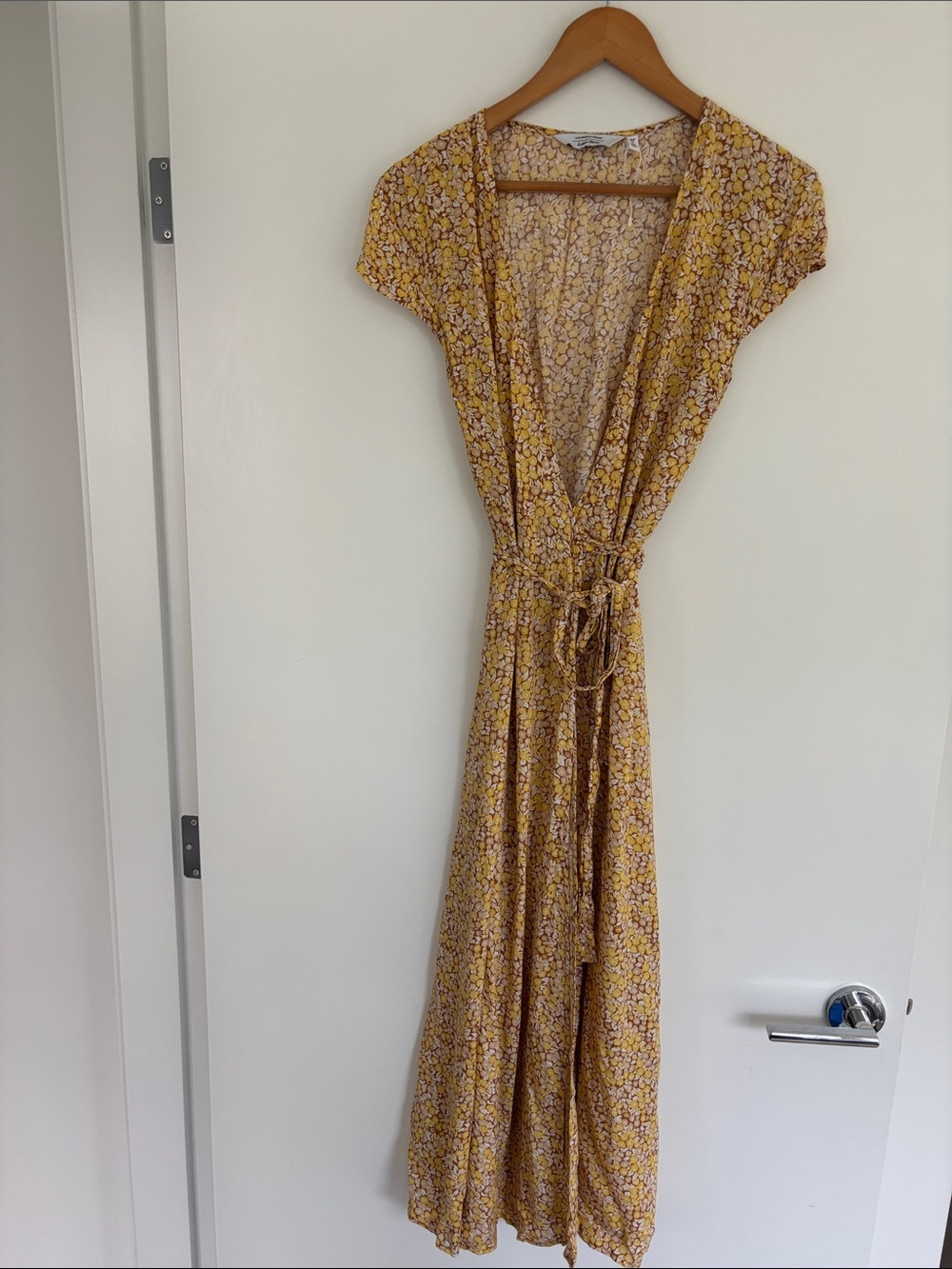 Women’s Yellow Floral Wrap Maxi Dress